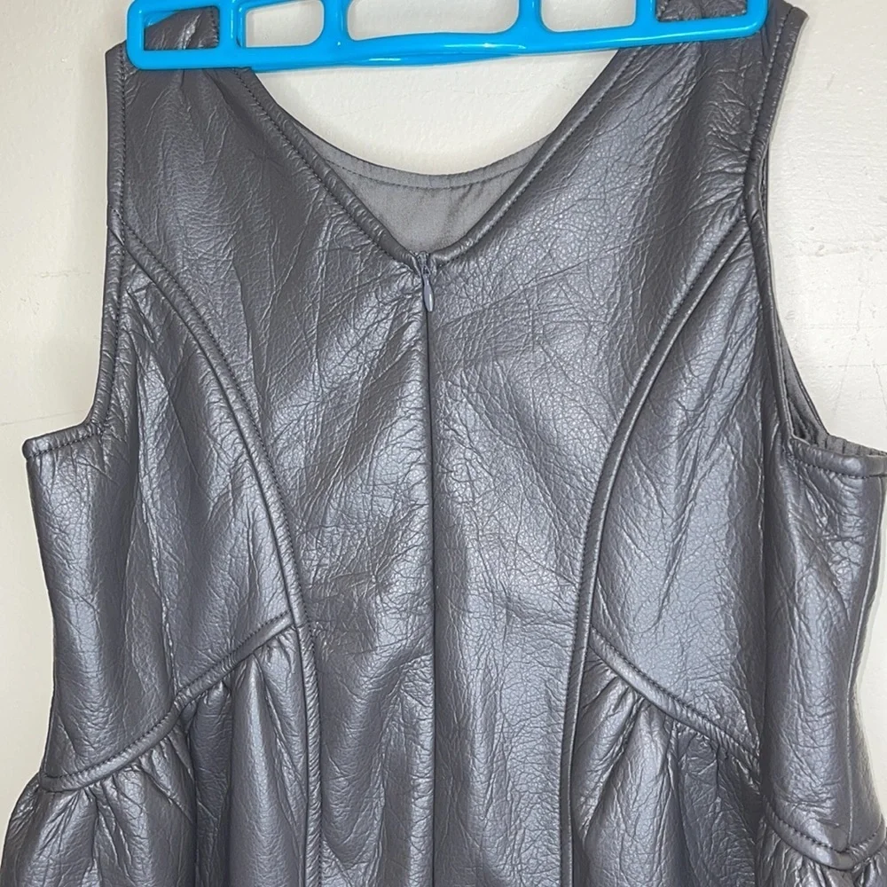 Minimal Girls PU Faux Leather Sleeveless Babydoll Dress Size 16 Youth
